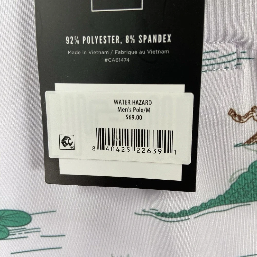 Waggle Golf Shirt Mens Medium Polo Performance Alligator Water Hazard AOP NWT - Picture 4 of 13